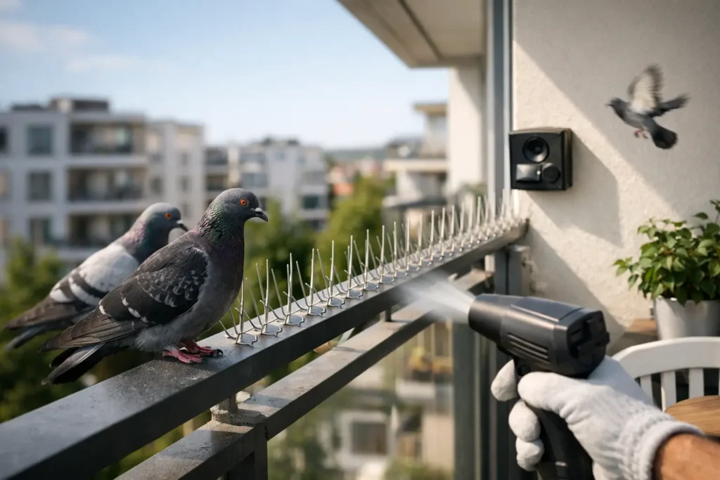 Tauben vom Balkon dauerhaft vertreiben lassen
