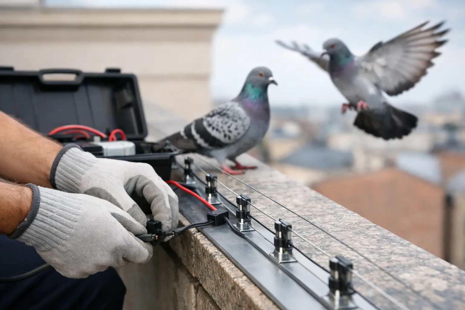 Elektrosystem gegen Tauben installieren lassen