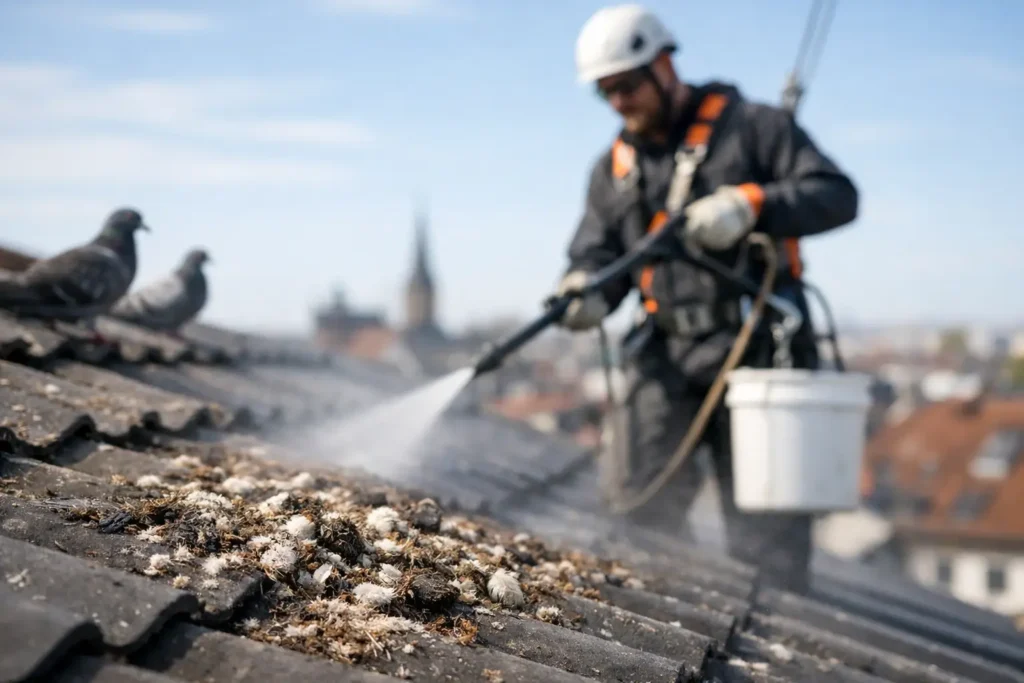 Taubenkot auf dem Dach sicher reinigen lassen